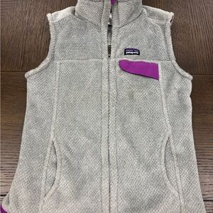 Patagonia are-Tool  Gray and Purple Fleece Vest Small